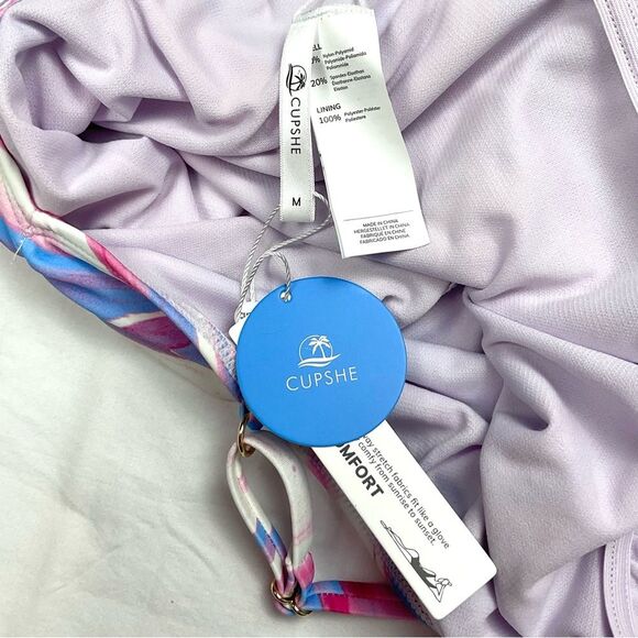 Cupshe One Piece Swimsuit Dreamland Ice Cream Sash Square Neck Swim Sz Med New - Picture 4 of 10